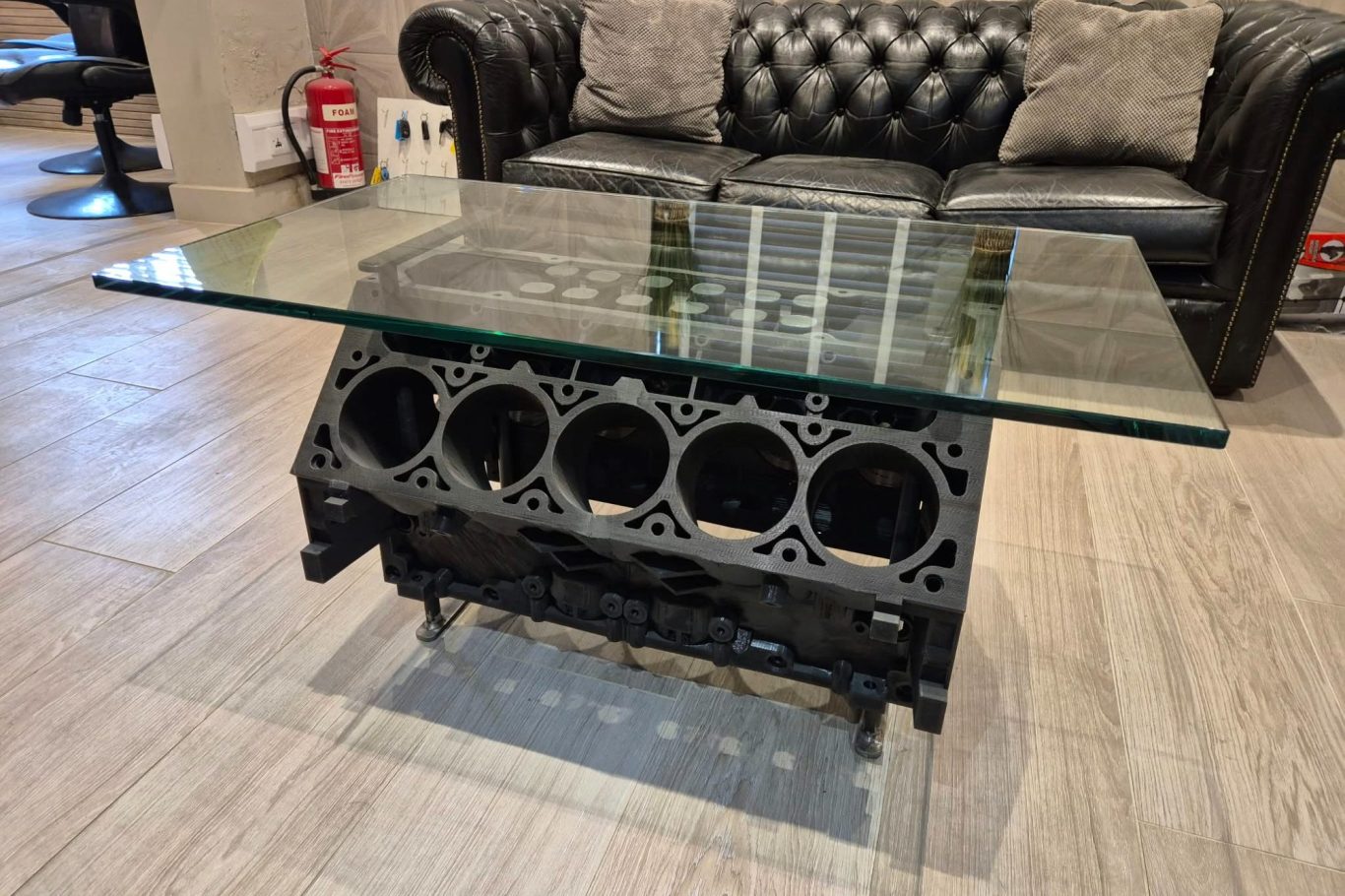 Life size engine block coffee table